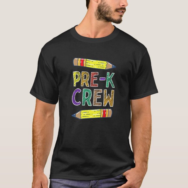 Camiseta Professores Pré-K Da Tripulação De Volta À Escola (Frente)
