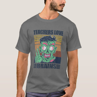 Camiseta Professores Retro Adoram Zombie Cérebros