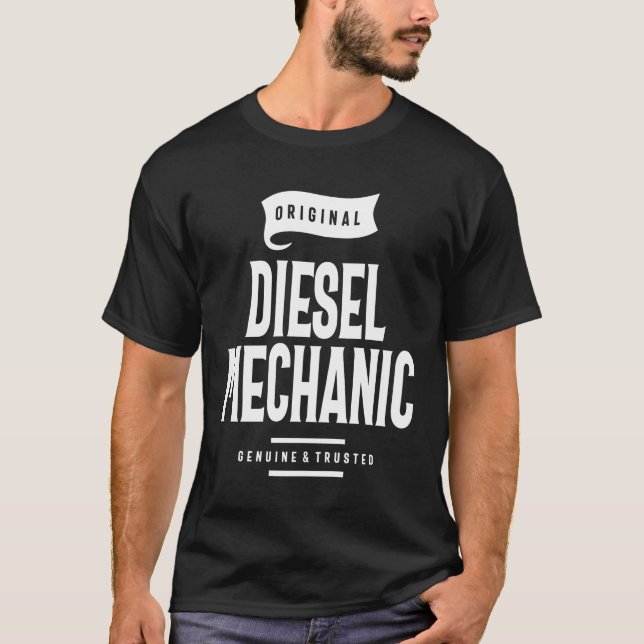 Camiseta Profissão De Cargo Funny-Gift-Mechanical Diesel (Frente)