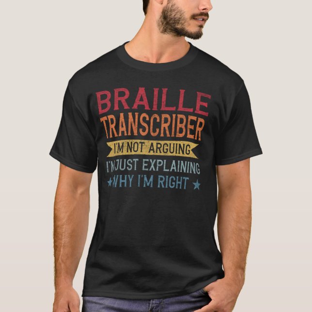 Camiseta Profissão Engraçada Citando Transcritor Braille (Frente)