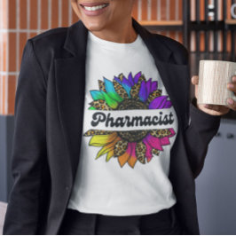 Camiseta Profissão farmacêutica Arco-Íris Girassol
