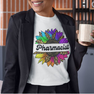 Camiseta Profissão farmacêutica Arco-Íris Girassol