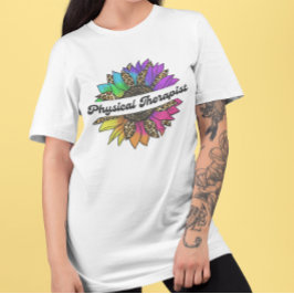 Camiseta Profissão Terapêutica Física Arco-Íris Girassol