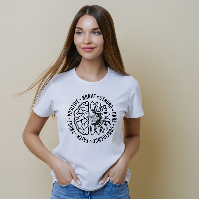 Camiseta Profissionais de saúde mental com flor de cérebro  (Criador carregado)