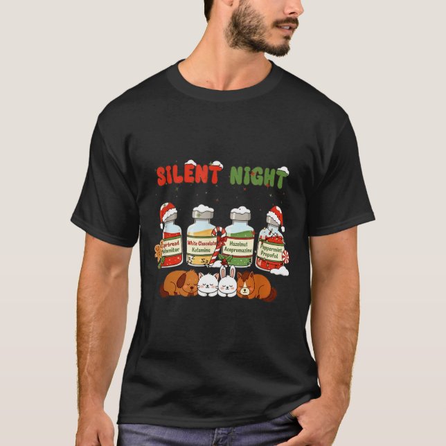 Camiseta Profol Silent Night Funny Vet Tech Christmas  (Frente)
