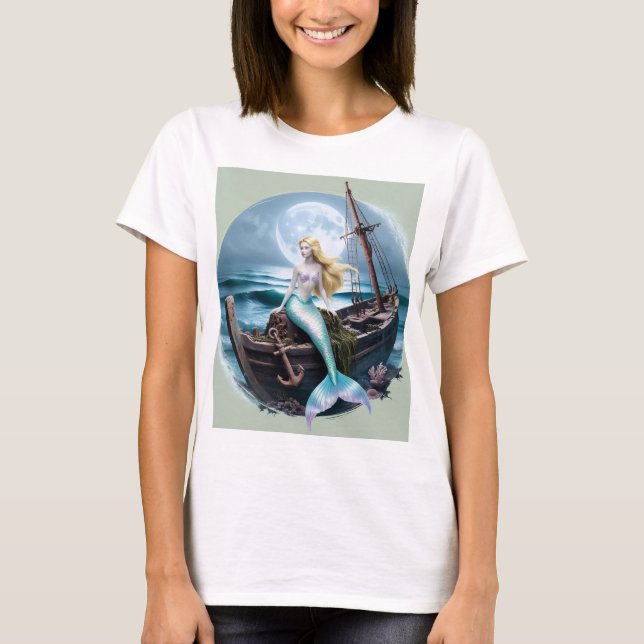Camiseta Profundidades lunáticas: Sereia e a nave esquecida (Frente)
