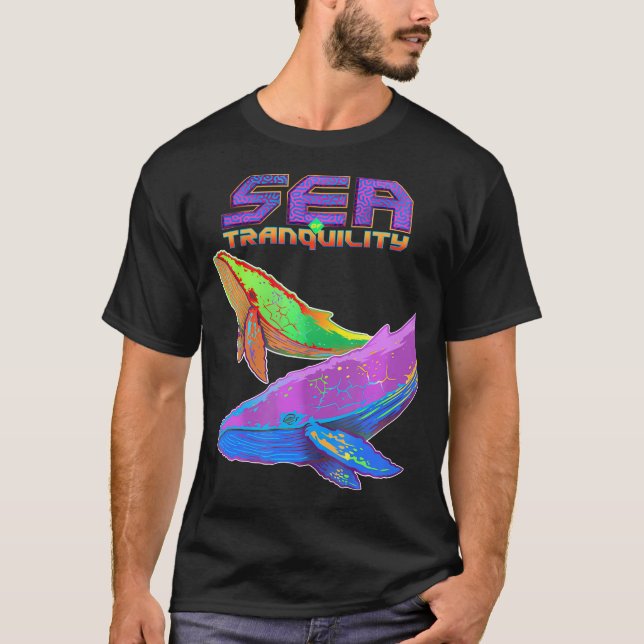 Camiseta Prog Rock Music Space Whales Retro Graphic Adulto (Frente)