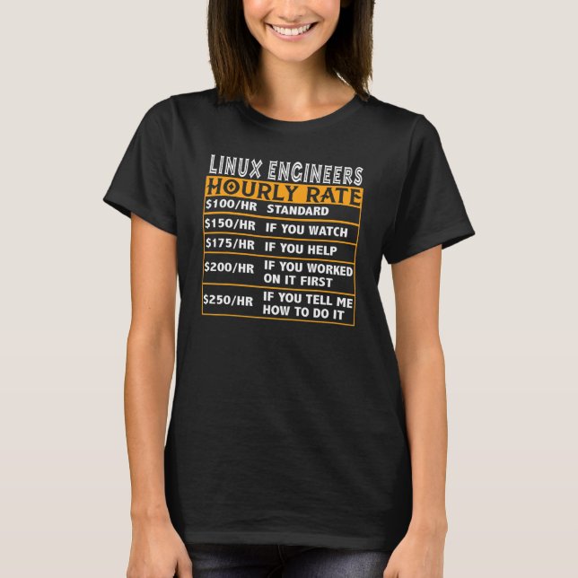 Camiseta Programa de nuvem de Geek Unix de Taxa Horária do  (Frente)