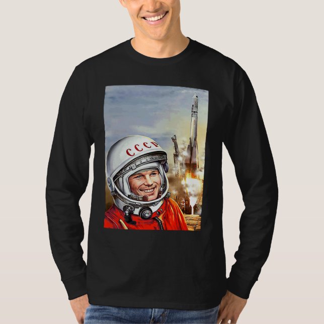 Camiseta Programa Espacial Cosmonauta Gagarin Soviético Vin (Frente)