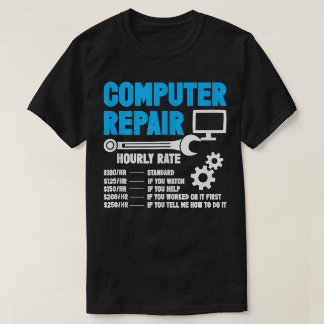 Camiseta Programa Técnico Engraçado de Geek de Taxa Horária (Frente do Design)