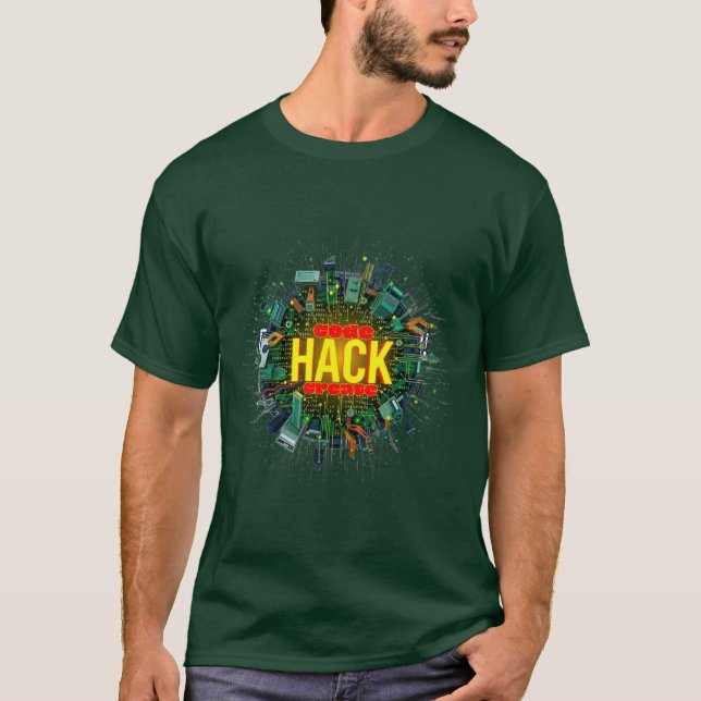 Camiseta Programação: Código, invasão, crio (Frente)