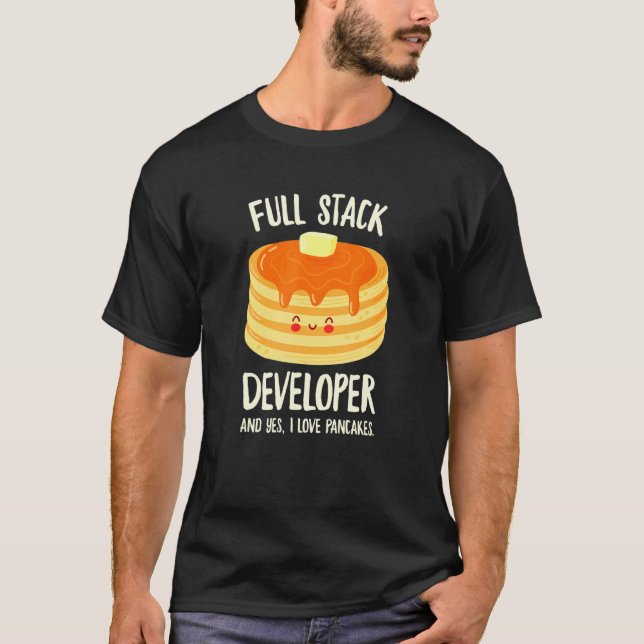 Camiseta Programação de Pancake do Desenvolvedor de Pilha d (Frente)