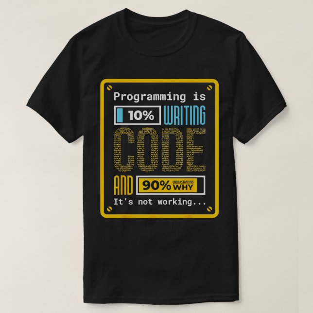 Camiseta Programação é 10 Fundos Profissionais de Codificaç (Frente do Design)