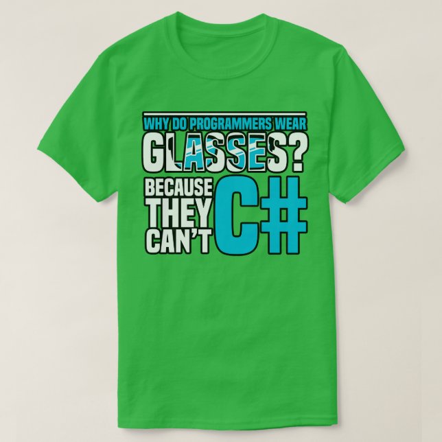 Camiseta Programação Por que programadores vestem óculos Po (Frente do Design)