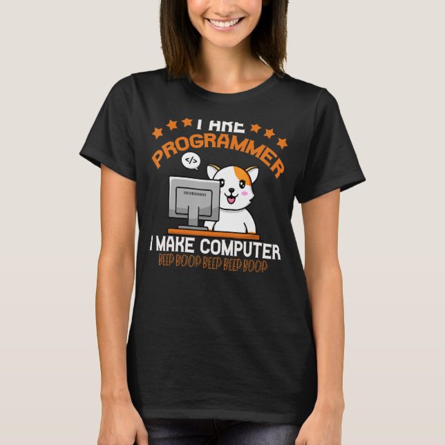 Camiseta Programador Cat Animal Coding Engenheiro (Frente)