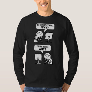 Camiseta Programador Coder Meme dizendo que o código não fu