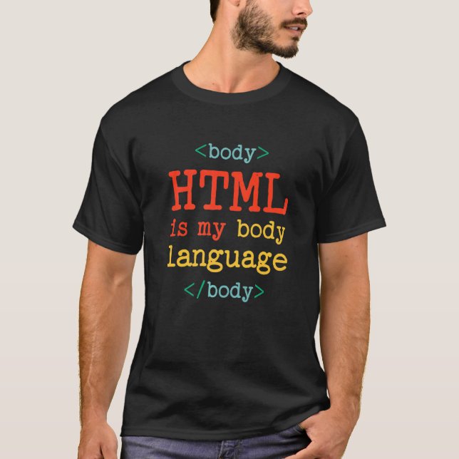 Camiseta Programador Codificador Computador HTML É Minha Li (Frente)