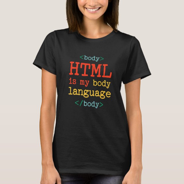 Camiseta Programador Codificador Computador HTML É Minha Li (Frente)