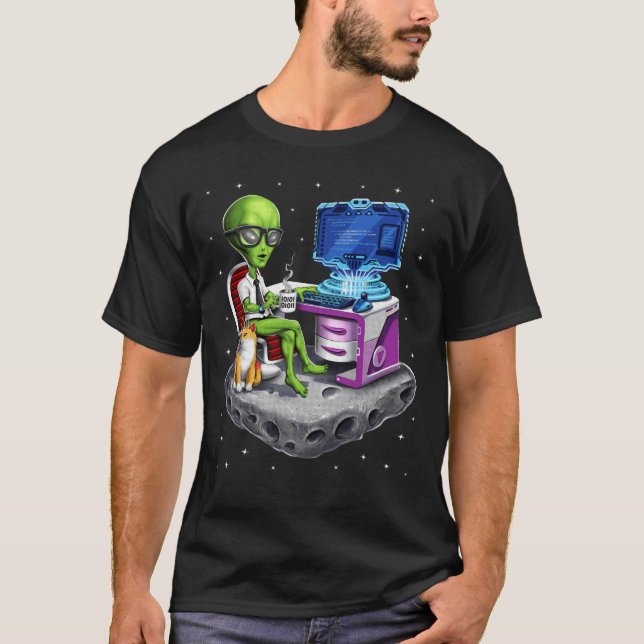 Camiseta Programador de Alienígena de Espaço (Frente)