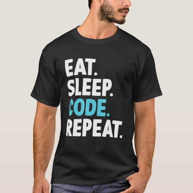 Camiseta Programador de Codificação Repetida do Código de S (Frente)