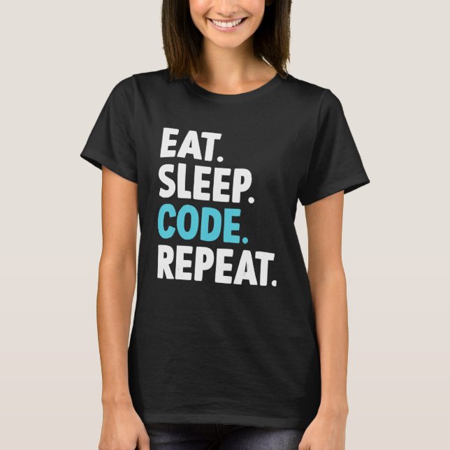 Camiseta Programador de Codificação Repetida do Código de S (Frente)