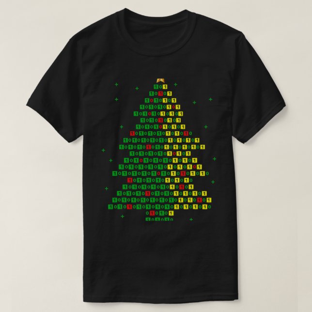 Camiseta Programador De Computador De Árvore De Natal De Có (Frente do Design)