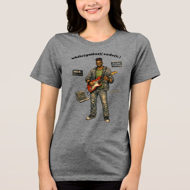 Camiseta Programador de software afro-americano que toca gu (Frente)
