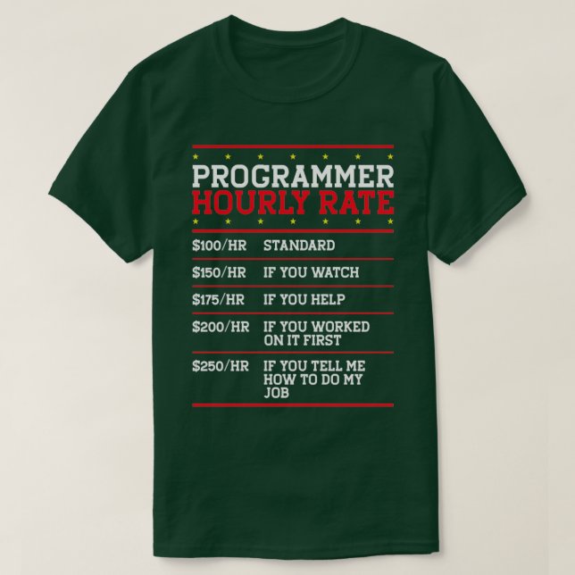 Camiseta Programador de suporte a taxa horária Coder Labs (Frente do Design)
