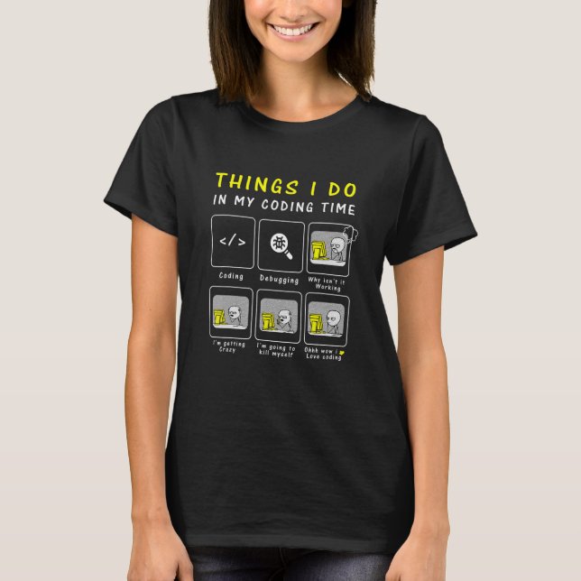Camiseta Programador Engraçado, Amantes De Código, Coisas Q (Frente)