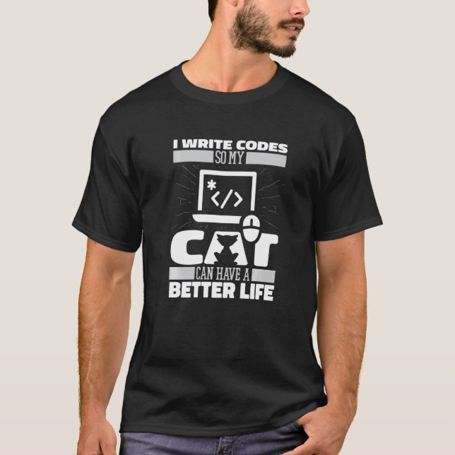 Camiseta Programador Gato Software Desenvolvedor Codificaçã (Frente)