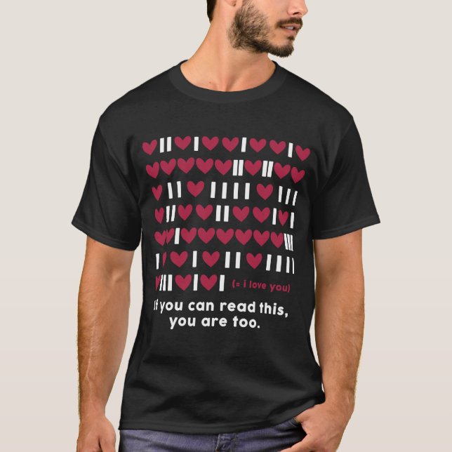 Camiseta Programador Geek Binário Código Coração de Código  (Frente)