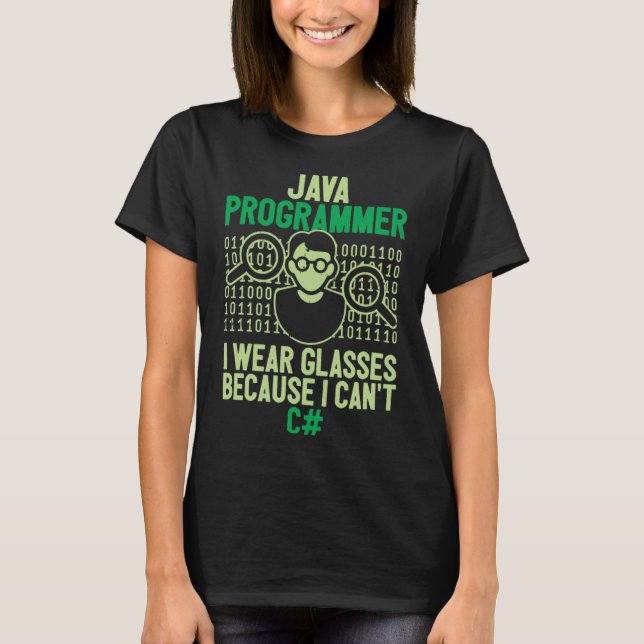 Camiseta Programador Java I Visto Óculos Codificador do Ner (Frente)