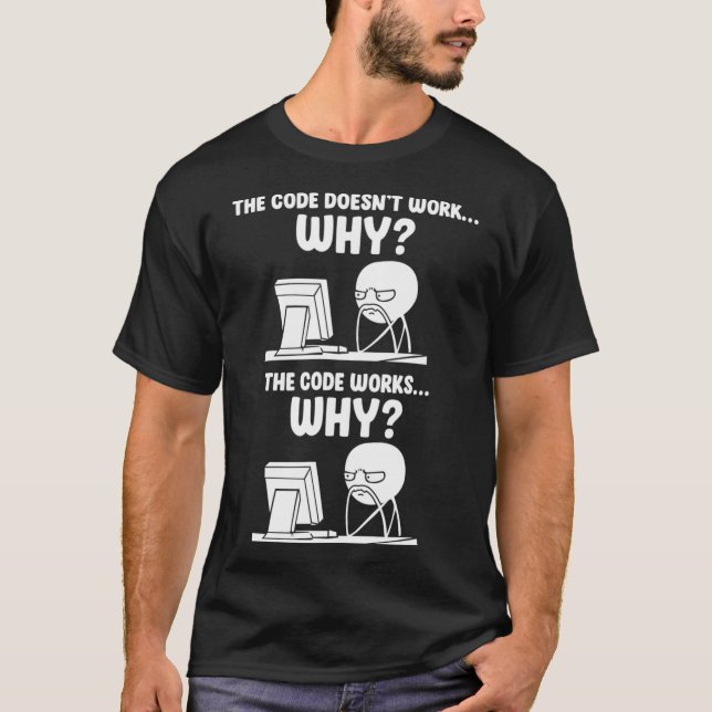 Camiseta Programador O Código Não Funciona Por Que O Código (Frente)