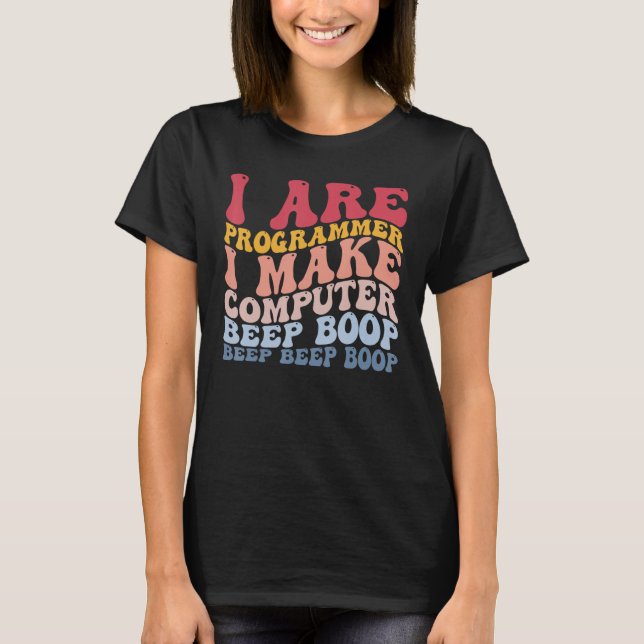 Camiseta Programador Torna o Computador Bipe Boop Engraçado (Frente)