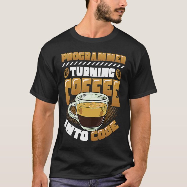 Camiseta Programador Transformando Café Em Programador De C (Frente)