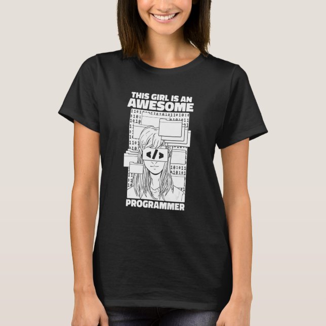 Camiseta Programadora Garota Codificando  Engenheira de Sof (Frente)