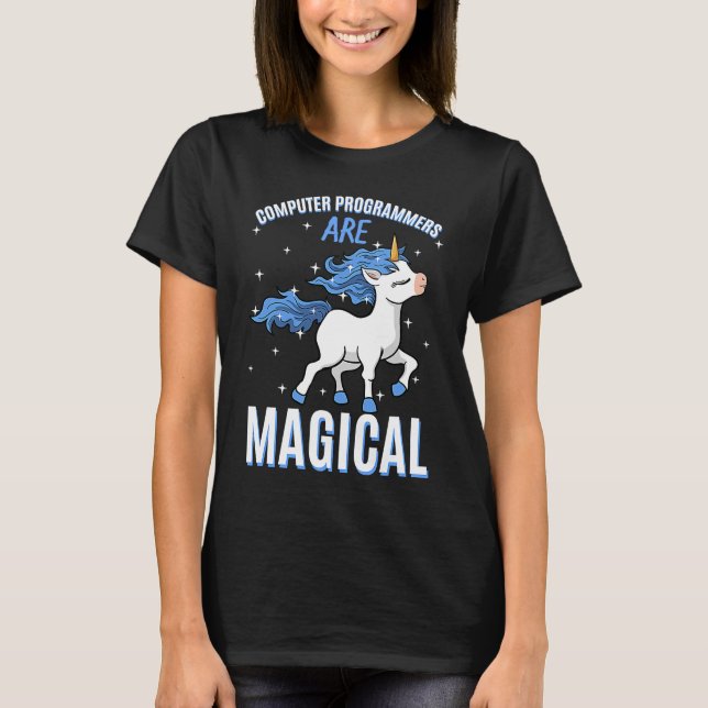 Camiseta Programadores De Computador São Magnéticos Unicorn (Frente)