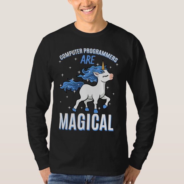 Camiseta Programadores De Computador São Magnéticos Unicorn (Frente)
