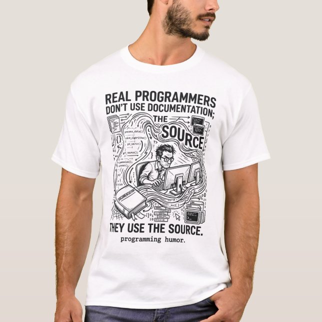 Camiseta Programadores Reais Usam o Código Fonte (Frente)