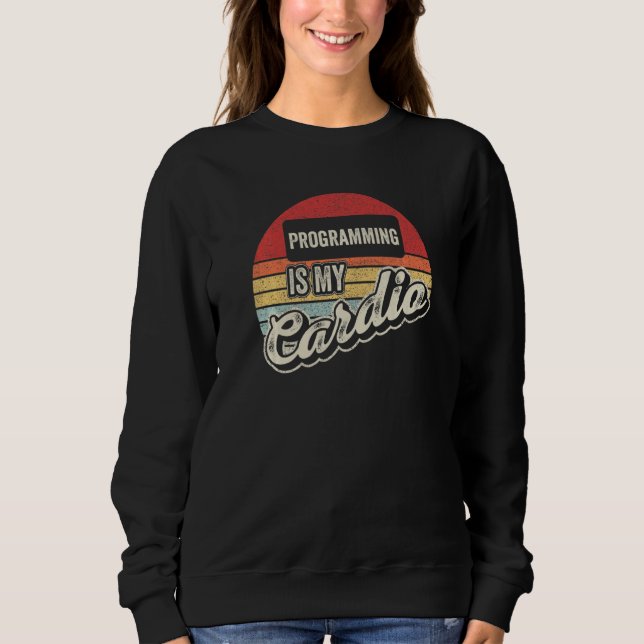Camiseta Programar É Meu Cardio Retro Desenvolvedor de Soft (Frente)