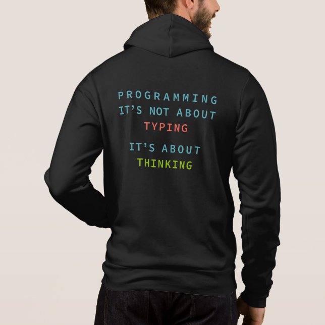 Camiseta Programming Is Thinking, Not Typing – Developer (Verso)