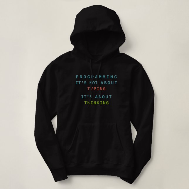 Camiseta Programming Is Thinking, Not Typing – Developer (Frente do Design)