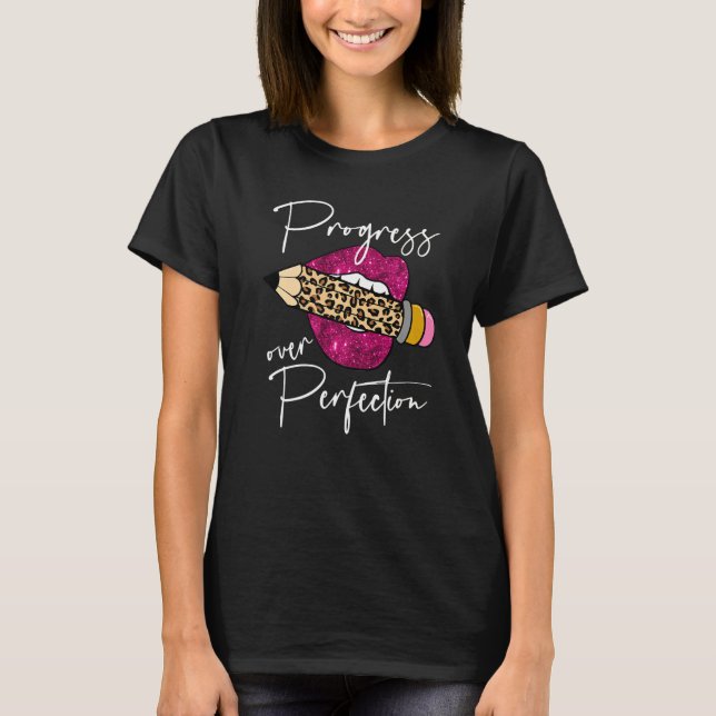 Camiseta Progresso Da Motivação Do Lápis-Leopardo Em Perfei (Frente)