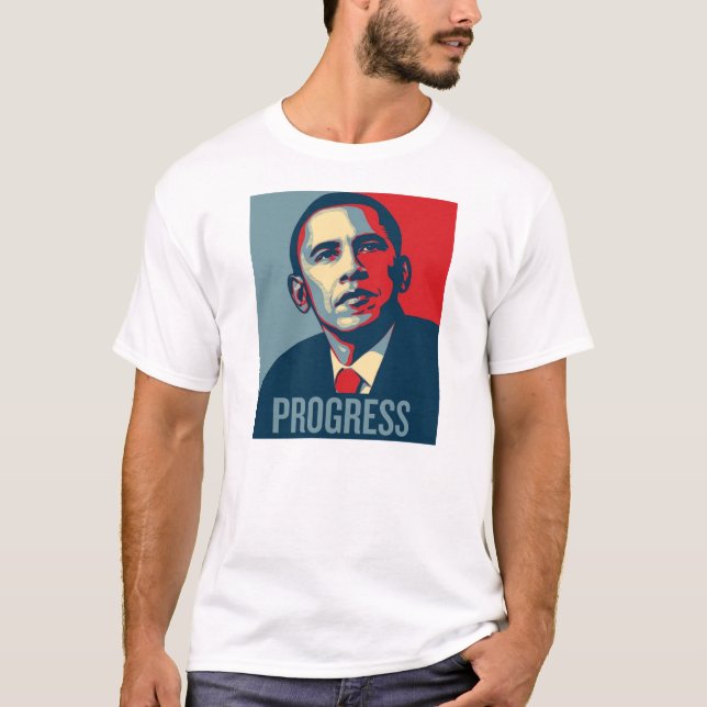 Camiseta PROGRESSO de Obama da caserna (Frente)