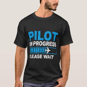 Camiseta Progresso de Piloto Estudante de Aviação Ilustraçã
