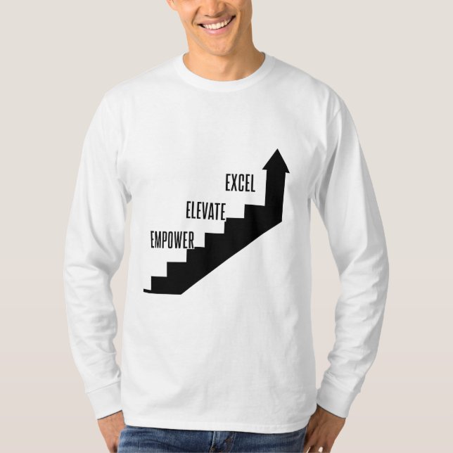Camiseta Progresso Motivacional - Capacitar, Elevar, Excel (Frente)