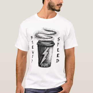 Camiseta Projetado para velocidade - Design de café preto e