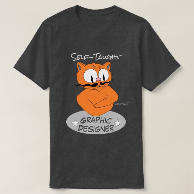 Camiseta PROJETISTA GRÁFICO AUTODIDATA Gato Bigode (Frente do Design)
