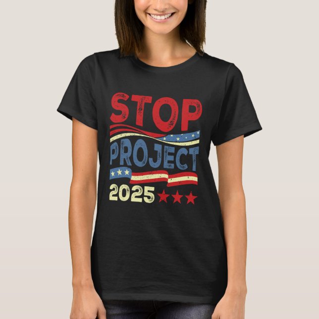 Camiseta Projeto 2025 Anti Trump U Flag Women Policy M (Frente)