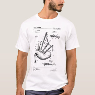 Camiseta projeto de blueprint de gaita de foles medieval